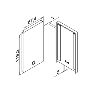 Endkappe, Easy Glass Smart+, Bodenmontage, MOD 8312, Alu^