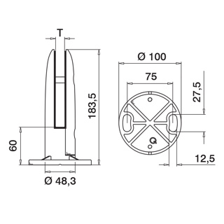 Boden-Glasklemme, Easy Glass MOD 6100, V4A^