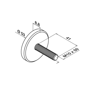 Klemmplatte für MOD 0749, Ø50 mm, M10, flach, V4A