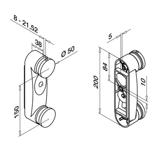 Justierbarer Block-Glasadapter, Easy Glass, MOD 0766^