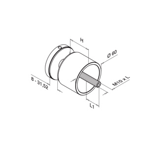Glasadapter, Ø60 mm, flach, Easy Glass, MOD 0745, V4A