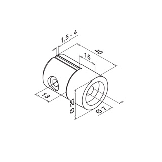 Blechhalter, Ø25 mm, 1,5-4mm plate, Q-line, MOD 0743, V2A^