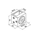 Querstabhalter, Rohr 20x10x1 mm, Square Line, MOD 4827, V4A^