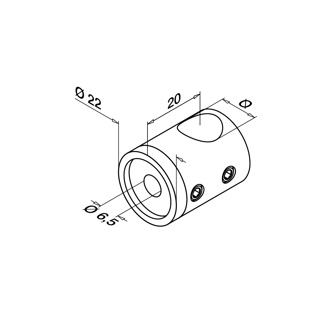 Querstabhalter Sackloch, rechts, Stab Ø12 mm, MOD 0833, V2A