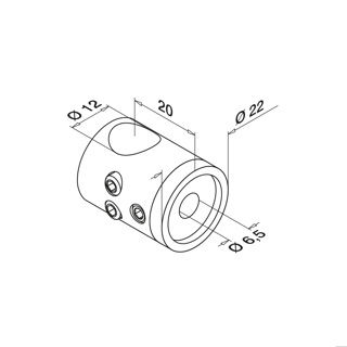 Querstabhalter Stoßbefestigung, Stab Ø12 mm, MOD 0831, V4A^