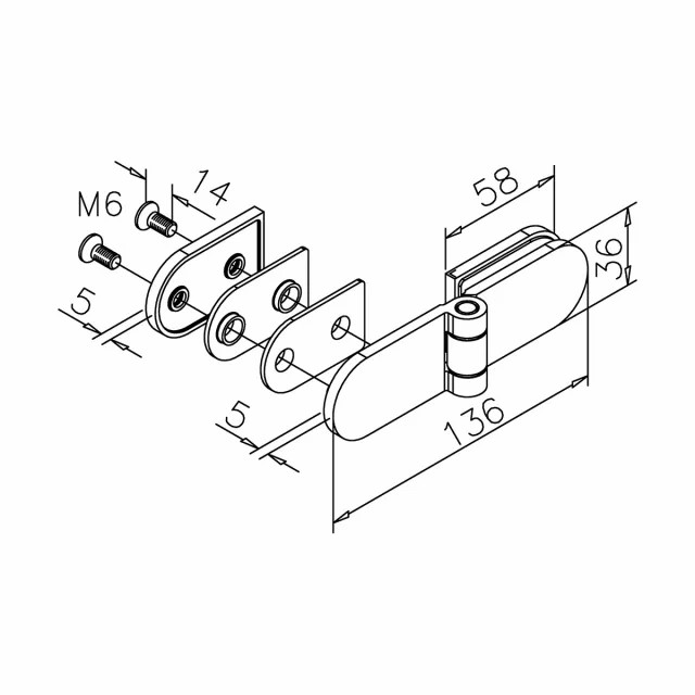 Glastürscharnier Kirstin^