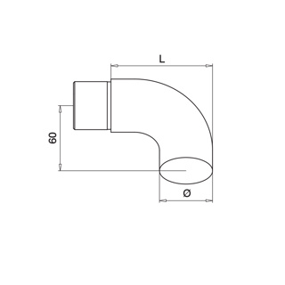 Endbogen, 90°, Q-line MOD 0739, V2A^