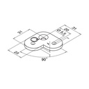 Handlauf-Anschlussplatte, 90°, Q-line, MOD 1802, V2A^