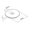 Handlaufplatte, Ø45 x 4 mm, Stab Ø10 mm, MOD 1937, V2A^