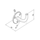 Handlaufhalter zum Schweißen, Wandbefestigung, MOD 0113, V2A^