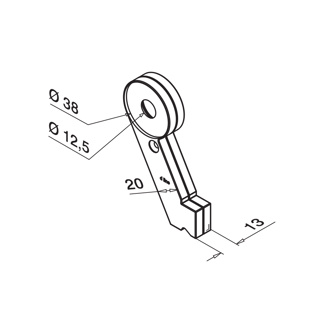 Handlaufhalter, für Rohr Ø38 mm, d line, MOD 4105, V4A^