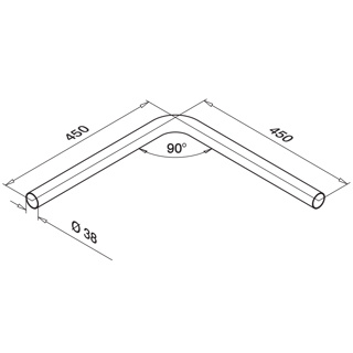 Rohrbogen, 90°, für Rohr Ø38x1,5 mm, d line, V4A^