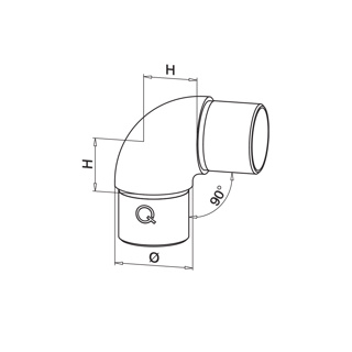 Rohrverbinder, 90°, gebogen, Q-line, MOD 0305, V2A^