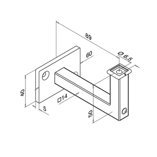Handlaufhalter Wandbefestigung, Square Line, MOD 4112, V2A^