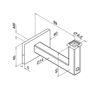 Handlaufstütze, Square Line, für Wandbefestigung,^