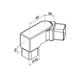 Handlaufverbinder 90°, justierb. 0-70°, Square Line, V2A^
