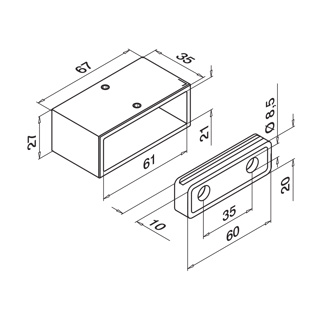 Wandflansch, Square Line, MOD 4504, V4A^