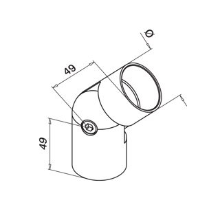 Justierb. Verbinder, -90° bis +90°, für Holz, MOD 0308, V2A^