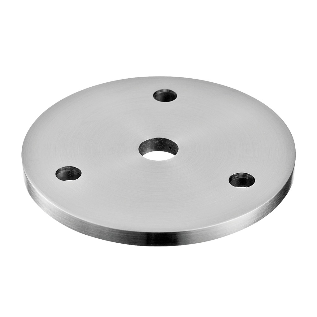 Handlaufplatte, 3 Löcher, Ø70 x 5 mm, Stab Ø10 mm, V2A