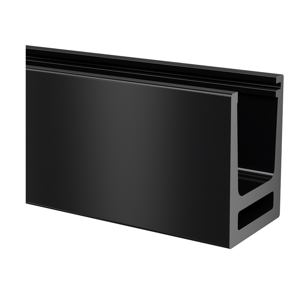 Bodenprofil, Easy Glass Hybrid, Bodenm., MOD 6910, Aluminium, Matt schwarz (RAL 9005)^