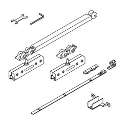 Laufwagen mit Dämpfer, Bodenführung und Stopper Poula^